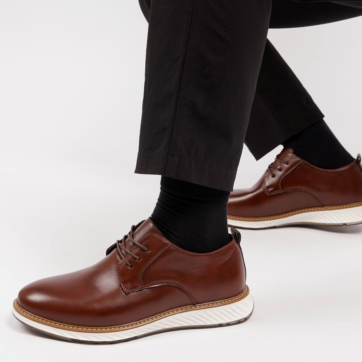 brown dress casual shoes Duke Dress Sneakers In Brown With White Outsole